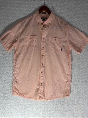 Eddie Bauer Light Peach Short Sleeve Button-Down Shirt 100% Cotton